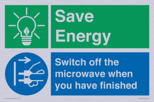 Save energy. Switch off the microwave when you have finished